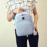 Small PU Leather Schoolbag Teen Girls Backpack