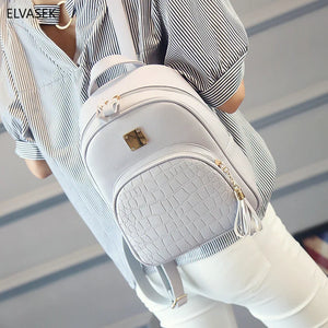 Small PU Leather Schoolbag Teen Girls Backpack