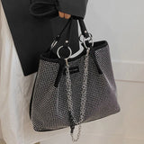 Women Bling Diamonds Handbag Large Capacity PU Leather Big Totes