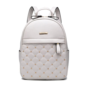 Women's Bead Backpack PU Leather School Bag for Girls