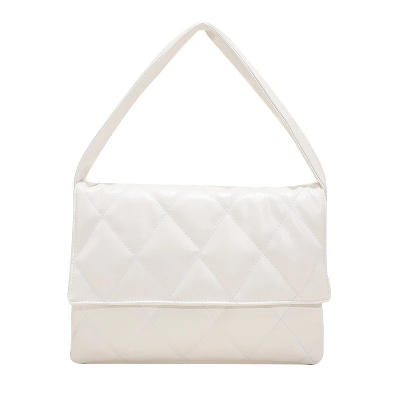Women Diamond Lattice Leather Handbag Flap Shoulder Tote Purse