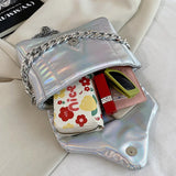 Green Silver Evening Clutch Chain Crossbody Bag Lady Envelope Sling Wallet