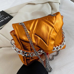 Green Silver Evening Clutch Chain Crossbody Bag Lady Envelope Sling Wallet