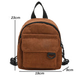 Women Corduroy Mini Backpack Small Bag Casual Student Bookbags