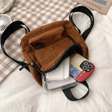 Women Corduroy Mini Backpack Small Bag Casual Student Bookbags