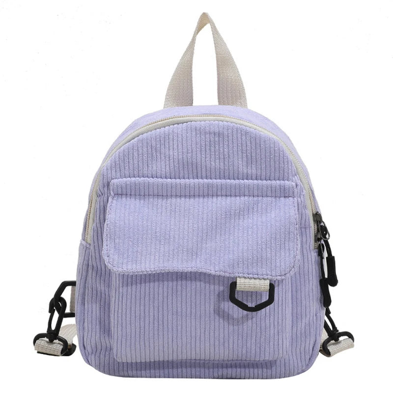 Women Corduroy Mini Backpack Small Bag Casual Student Bookbags