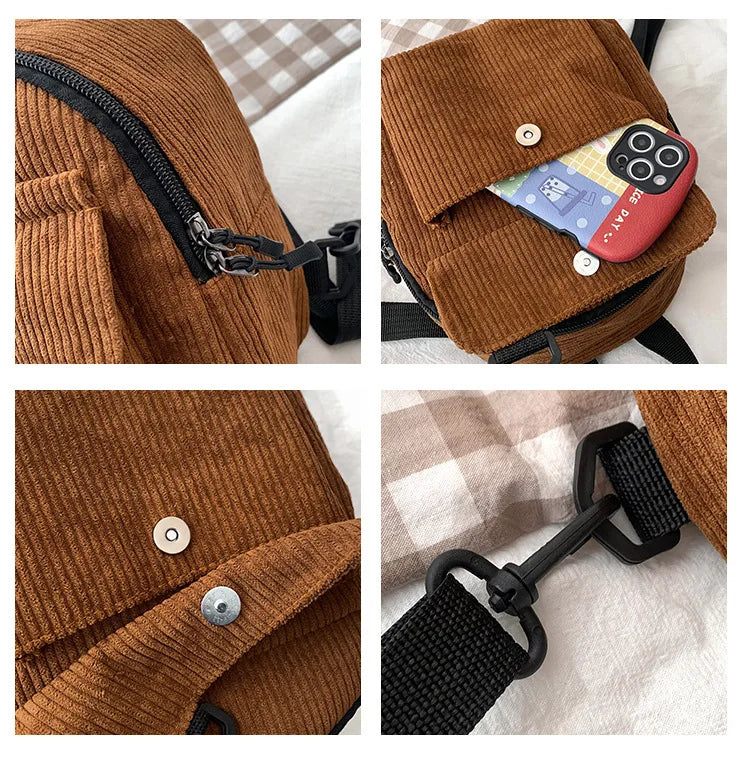 Corduroy Mini Student Backpack