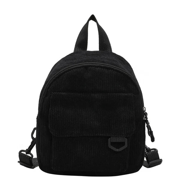 Corduroy Mini Backpack for Women Casual Student Travel Bookbag
