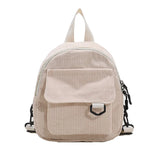 Corduroy Women Mini Backpack Casual Bookbag