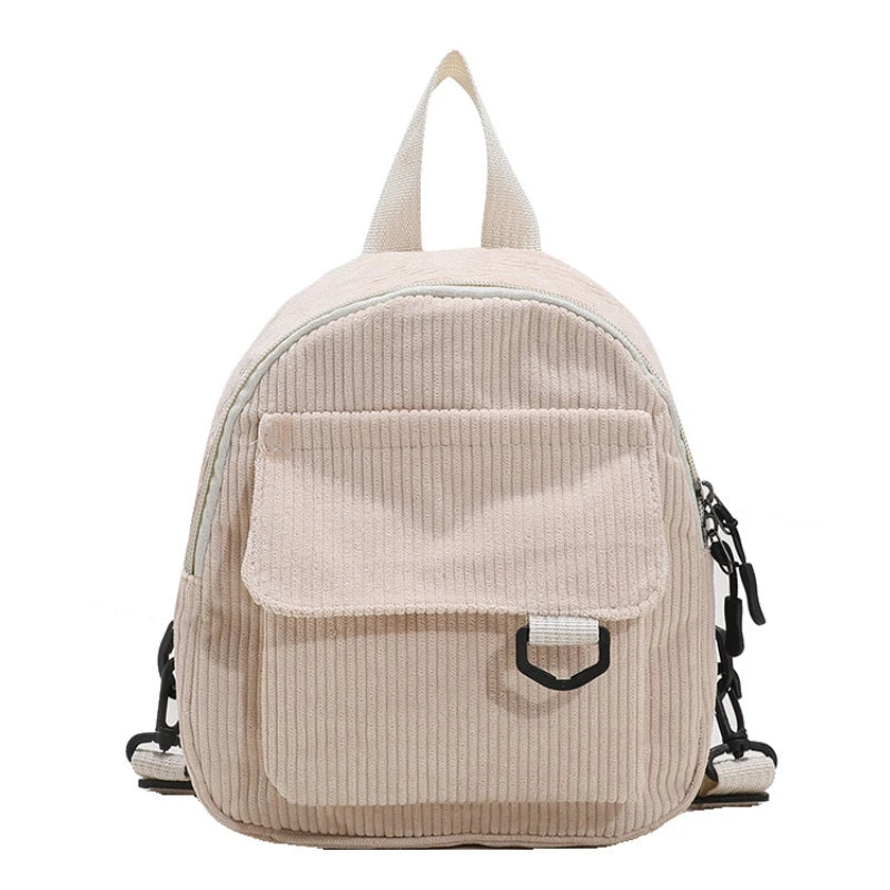 Women Mini Backpack Solid Corduroy Small Backpacks