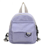 Corduroy Mini Backpack for Women Small Casual Student Bookbag