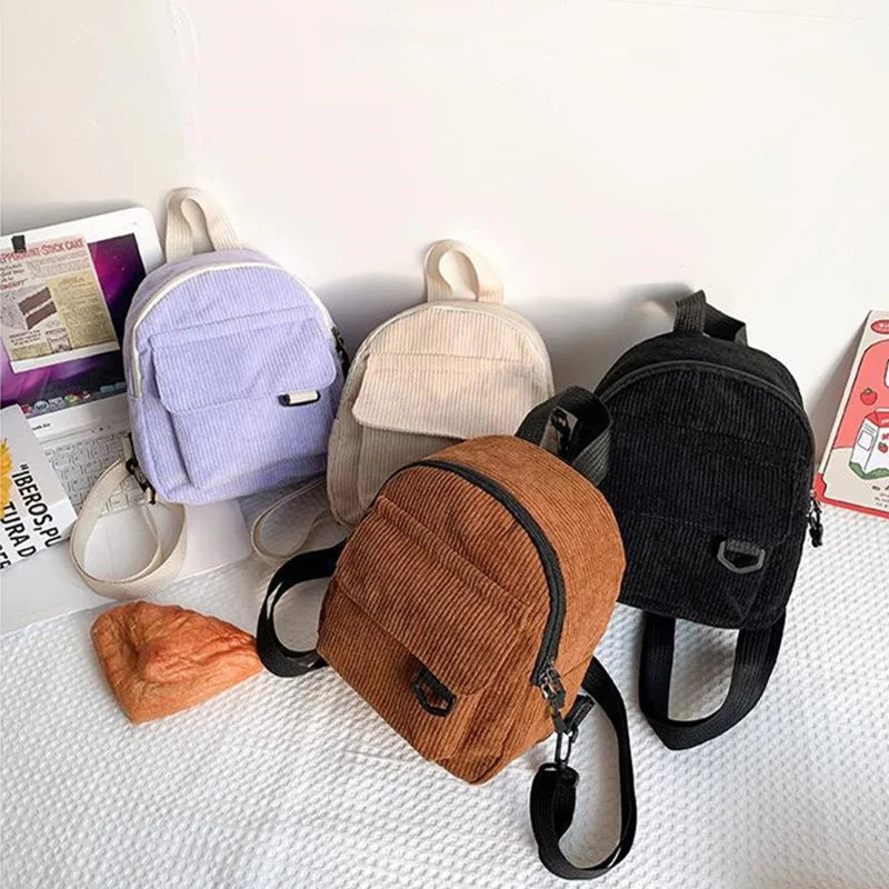 Women's Corduroy Mini Backpack Green