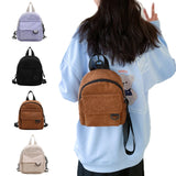 Corduroy Women Mini Backpack Casual Bookbag