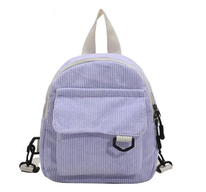 Corduroy Mini Backpack Solid Color Small Student Bookbag