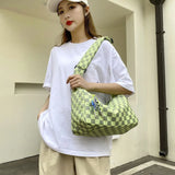 Women Plaid Checkerboard Messenger Bags Ladies Shoulder Crossbody Bag