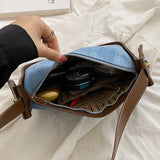 Women PU Leather Handbag Large Capacity Denim Shoulder Bags Zipper Clutch