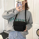 Lamb Wool Plush Crossbody Bag for Travel Birthday Present