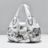 Printed Flowers Ladies Shoulder Bag High Quality Leather Handbag