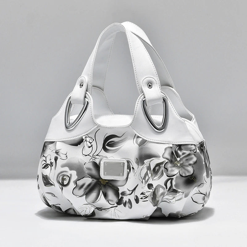 Women Shoulder Bags Printed Flowers Ladies Messenger Bag High Leather