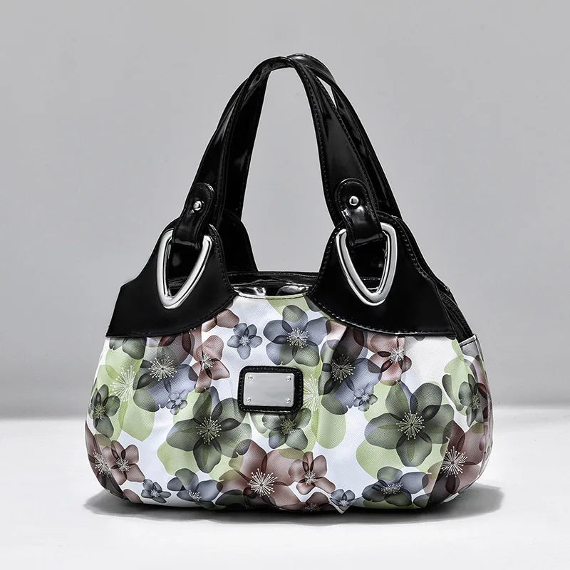 Printed Flowers Ladies Shoulder Bag High Quality Leather Handbag