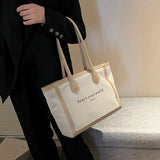 Women Canvas Handbags Casual Beige Brown Large Capacity Shoulder Bags