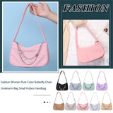 Women Small Shoulder Bag PU Leather & Nylon Vintage Butterfly Chain Mini Purse