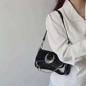 Women Solid Chain Pendant Shoulder Bag Casual Versatile Underarm Bag