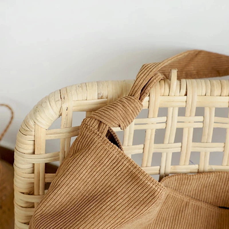 Corduroy Tote Bag - Large Capacity Solid Handbag
