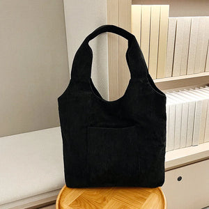 Velvet Canvas Shoulder Bag Large Capacity Tote Bag