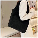 Velvet Canvas Shoulder Bag Large Capacity Tote Bag