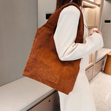 Velvet Canvas Shoulder Bag Handbag Tote Large Capacity Shopping