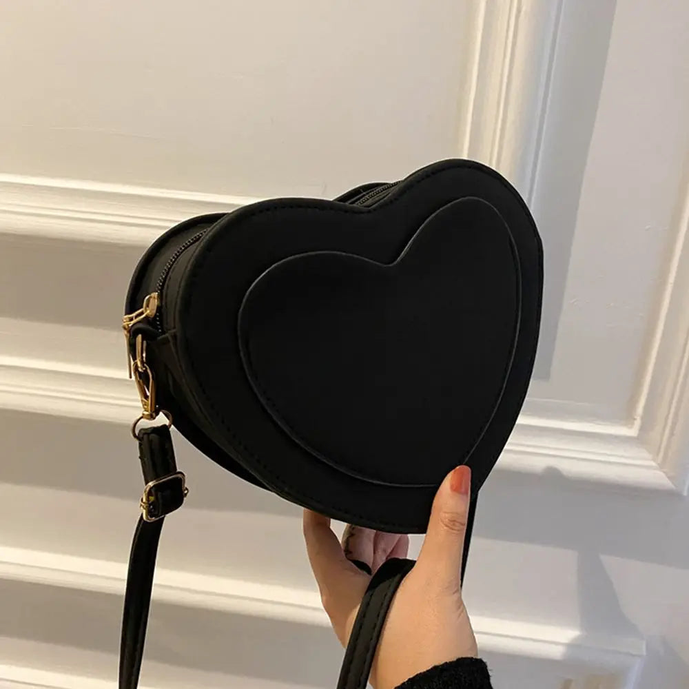 Vintage PU Shoulder Bag Heart Shape Crossbody Small Purse Handbag
