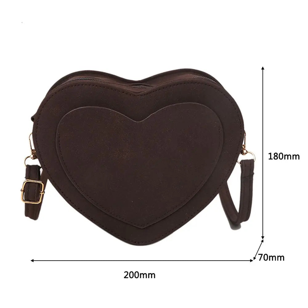 Vintage PU Shoulder Bag Heart Shape Crossbody Small Purse Handbag