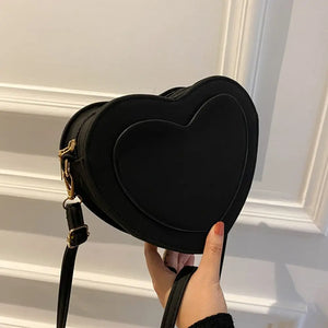 Vintage PU Shoulder Bag Heart Shape Crossbody Small Purse Handbag