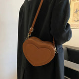 Vintage PU Shoulder Bag Heart Shape Crossbody Small Purse Handbag