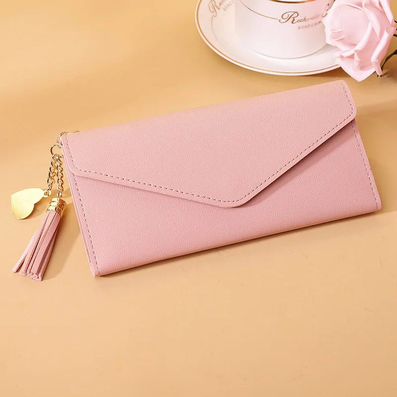 Women Zipper Clutch Wallet Soft PU Leather Red Gray