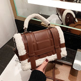 Women Winter Faux Fur Lalambswool Shoulder Crossbody Bag Handbag