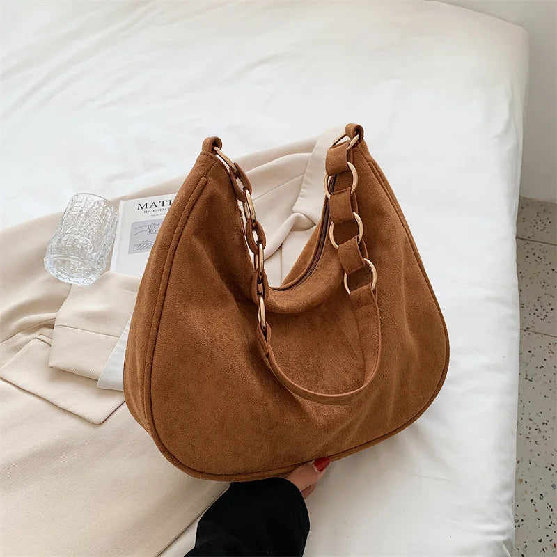 Women's Faux Suede Shoulder Bag Tote Hobo Bags Large Capacity Handbags