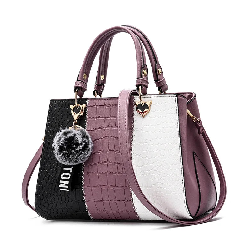 Leather Stitching Women's Tote Bag Casual Messenger Bags