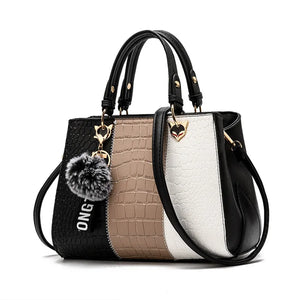 Leather Stitching Women's Tote Bag Casual Messenger Bags