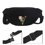 Golden Flower Pattern Canvas Bag Shoulder Chest Waist Messenger Riding Bag