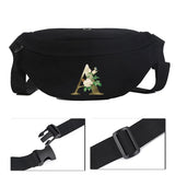 Golden Flower Pattern Canvas Bag Shoulder Chest Waist Messenger Riding Bag
