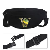 Golden Flower Pattern Canvas Bag Shoulder Chest Waist Messenger Riding Bag