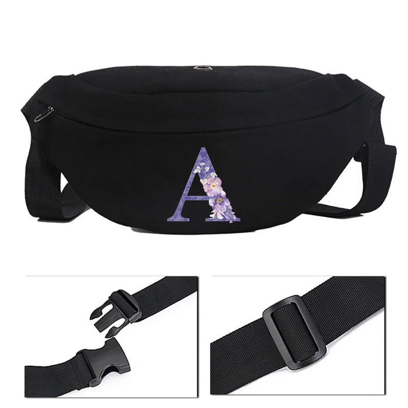 Purple Flower Pattern Canvas Shoulder Bag