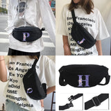 Purple Flower Pattern Canvas Shoulder Bag