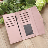 Womens Long Zipper Clutch Wallet Soft PU Leather Money Bag