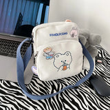 Female Cartoon Canvas Crossbody Bag Small Fresh Single Shoulder Bag