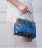 Fem. Satin Peacock Hanfu Sling Bag Chin. Kisslock Shoulder