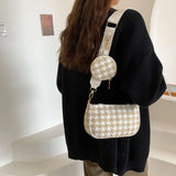 Plaid Printing Shoulder Bags with Round Purse - 2pcs