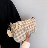 Plaid Printing Shoulder Bags with Round Purse - 2pcs